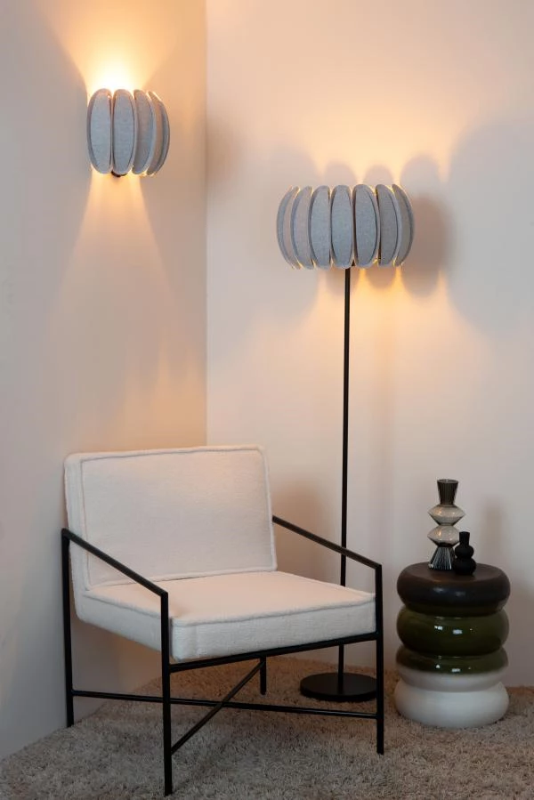 Lucide SPENCER - Lampadaire - Ø 40 cm - 1xE27 - Gris - ambiance 2